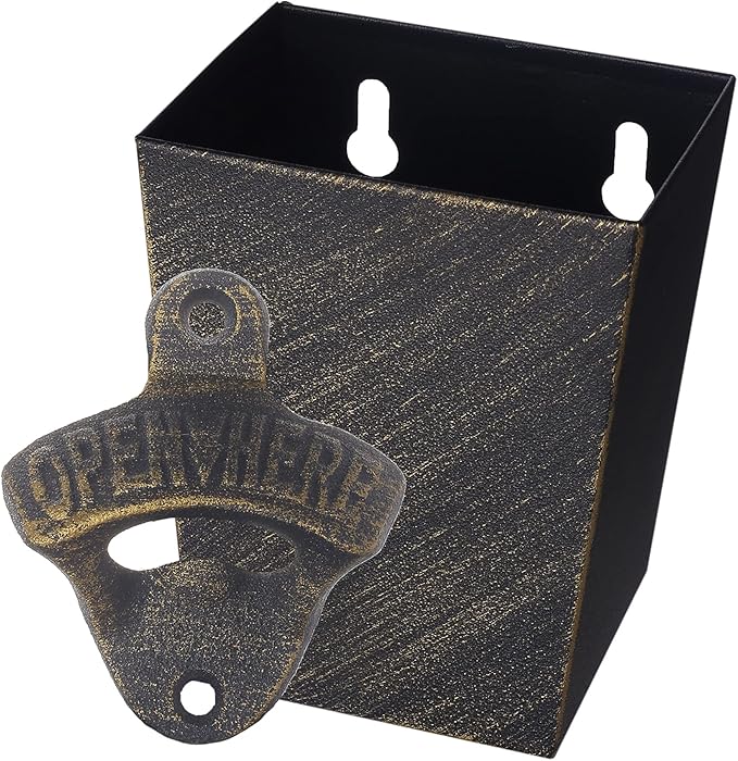 Antique Bronze Cast Iron Bottle Opener Wall Mounted Beer Opener with Cap Catcher Narrow Bundle