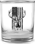 Hunting Gift USA Tattered Worn Flag Buck Deer Old Fashioned Glass Drinking Cup Gift For Hunter Hunt (1)