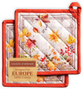 Maison d' Hermine Pot Holders Set 100% Cotton Heat Resistant Potholders 8" x 8" Hot Pads with Loop for Thanksgiving Christmas Decorations BBQ Cooking Baking Handling Hot Pans (Pack of 2, Amarante)