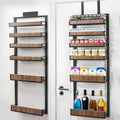 Aquzee Over the Door Pantry Organizer, 6-Tier Spice Rack Wall Mount, Adjustable Wooden Baskets, Haning/Mounting 2 in 1 Heavy-Duty Metal Hanging Door Organizer Storage for Kitchen, Cabinet and Closet