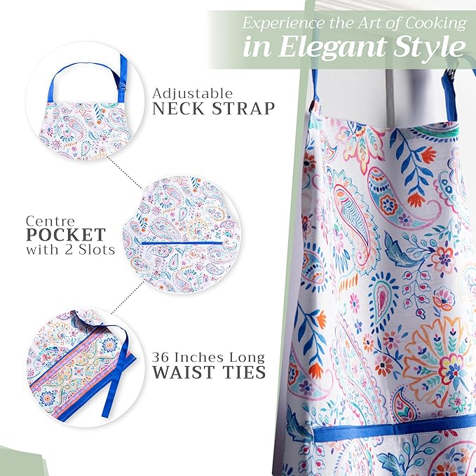 Maison d' Hermine 100% Cotton Apron for women with Pocket Kitchen Chef Apron for Men Cooking Gardening Server Waitress