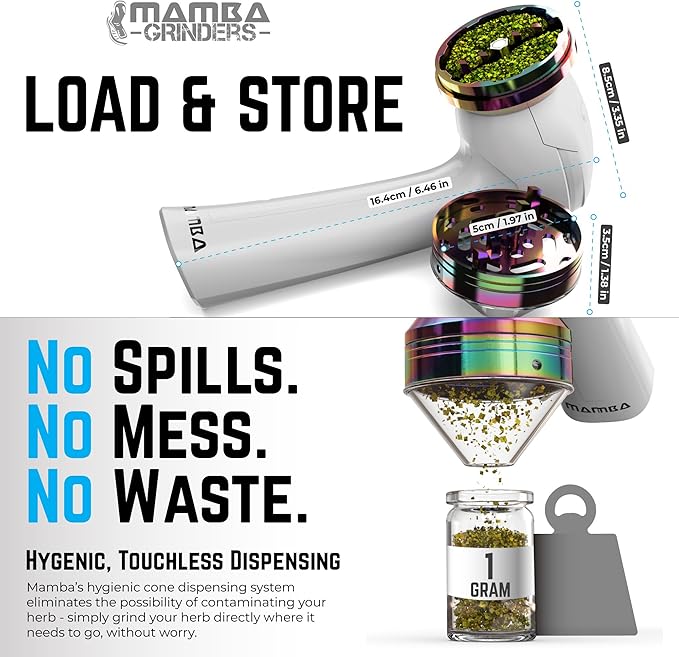 Mamba Original 1g Smoky USB Electric Herb Grinder. Small Portable Metal Herbal Machine & Spice Mill for the Kitchen