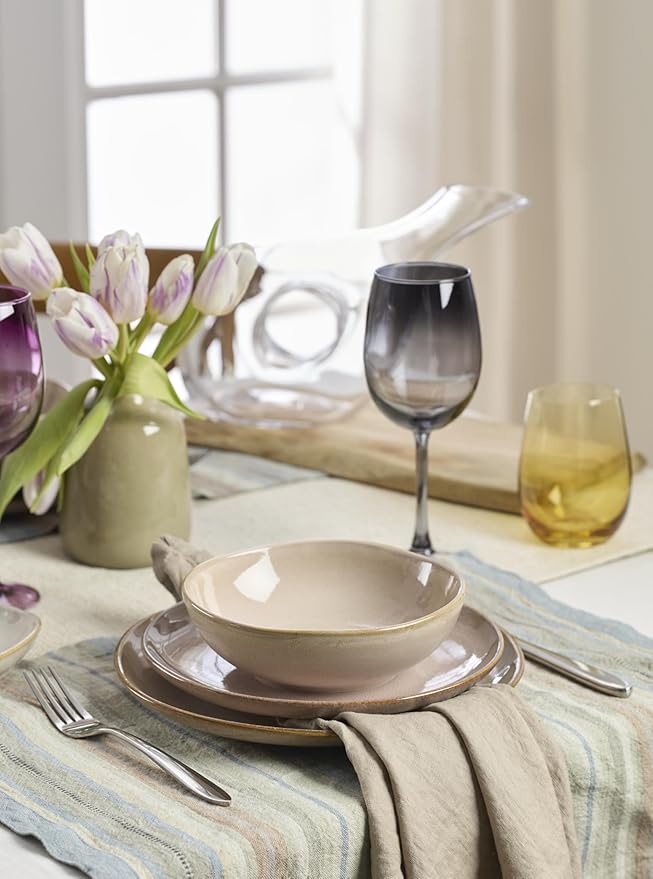 Oneida 897202 Organic Shades 12-Piece Dinnerware Set, Clay