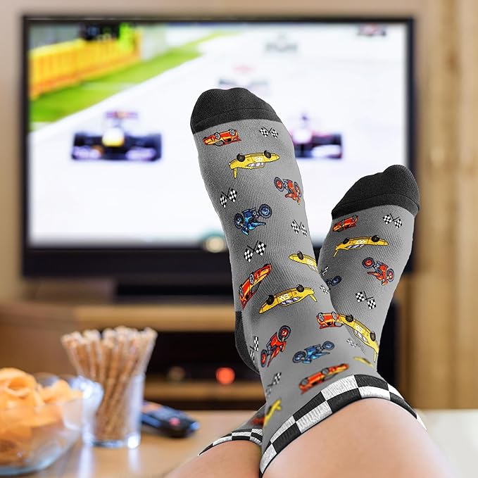 VICRAZY Racing Car, Sport Car Socks for Men, Women - Formula 1 Gifts, Racing Socks, Stocking Stuffers for Men, Women