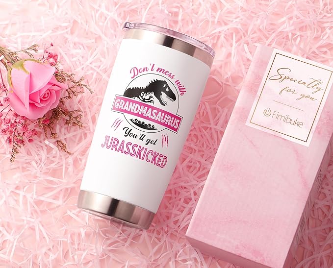 Gifts for Grandma, Christmas Gift from Granddaughter Grandson Grandchildren Grandkid, 20 OZ Tumbler Grandmother Birthday Gift, Grandmasaurus Insulated Cup for New Nana, Grandmother, Nana, Gigi
