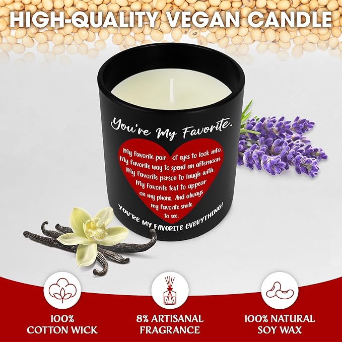 OASSIE Christmas Couple Gifts for Boyfriend Girlfriend - You're My Favorite Vanilla Lavender Candle 10 oz - Wedding Anniversary Couple Candle, Romantic Love Birthday Gifts for Him Her Husband Wife