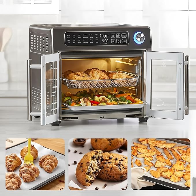 Air Fryer Paper Liners Disposable Compatible with Emeril Lagasse 26 QT Extra Large French Door Air Fryer Toaster Oven, 100 PCS Parchment Paper Sheets Accessories for Emeril Lagasse