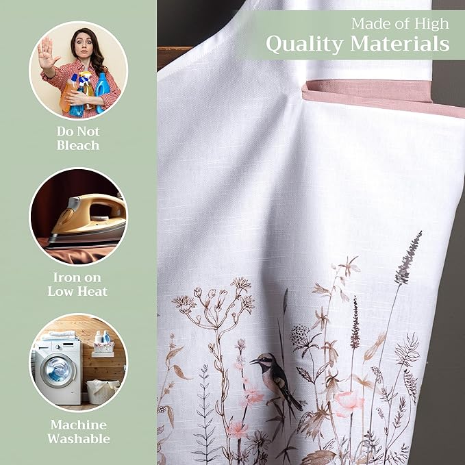 Maison d' Hermine 100% Cotton Apron for women with Pocket Kitchen Chef Apron for Men Cooking Gardening Server Waitress