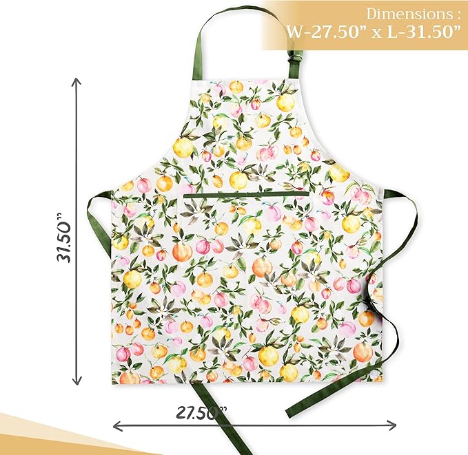 Maison d' Hermine 100% Cotton Apron for women with Pocket Kitchen Chef Apron for Men Cooking Gardening Server Waitress