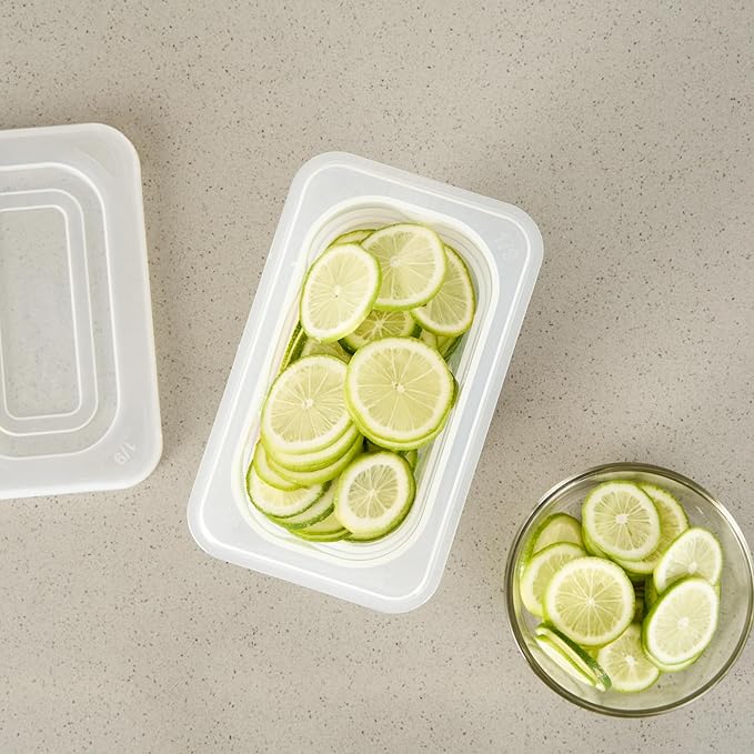 Restaurantware Food Pans Pack of 10 Plastic Rectangle Food Containers 1/9 Size with Traceability Label, Storage Containers Dishwashable Hot Cold Friendly for Restaurants Buffet Commercial Use