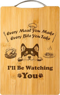 Personalized Engraved Bamboo Cutting Board, Funny Dog Gift for Dog Lovers, Handmade Kitchen Decor – I’ll Be Watching You (Shiba Inu)