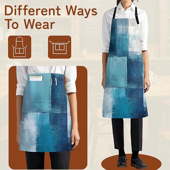 Apron with Pockets for Women, Adjustable Kitchen Cooking BBQ Chef Apron, Gifts for Mom Birthday, or Holidays