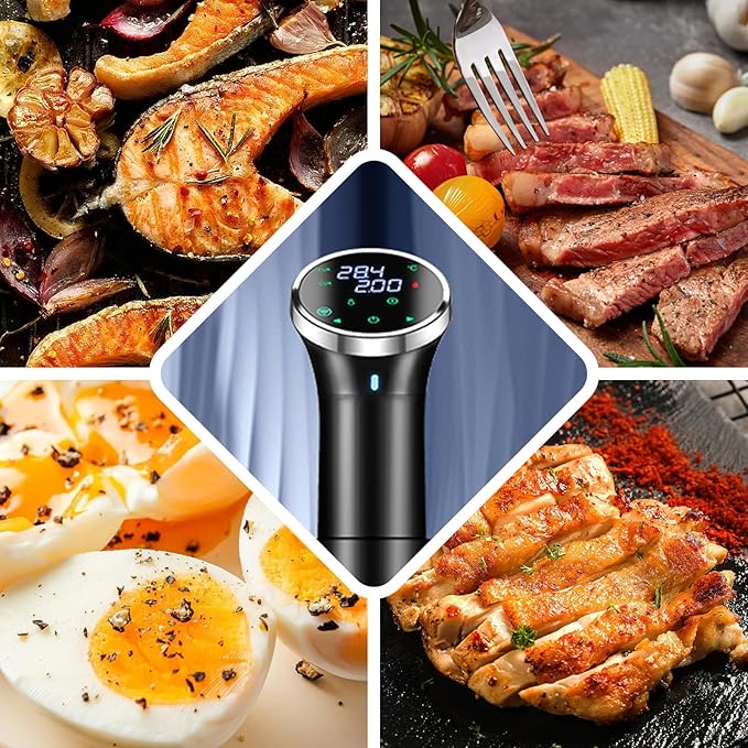 WiFi Sous Vide Cooker with APP Control,1100W Sous Vide Immersion, 3D Heating& LED Display for Home Chefs and Beginners, Party, Temperature Range 77-203℉ Ultra-Quiet Slow Cooking Sous-vide APP Control