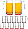 12 Libbey Beer Mugs Set, 12 oz. - Groomsmen Glassware - Red