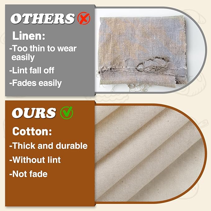 3pcs 100% cotton Tea Towels for Baking Sourdough - 28" Unbleached Bread Basket Flour Sack Towels, Proofing Cover Cloth for Dough Raising Baguettes Loaves Ciabatta, Bread Making Accessories Bakers Gift