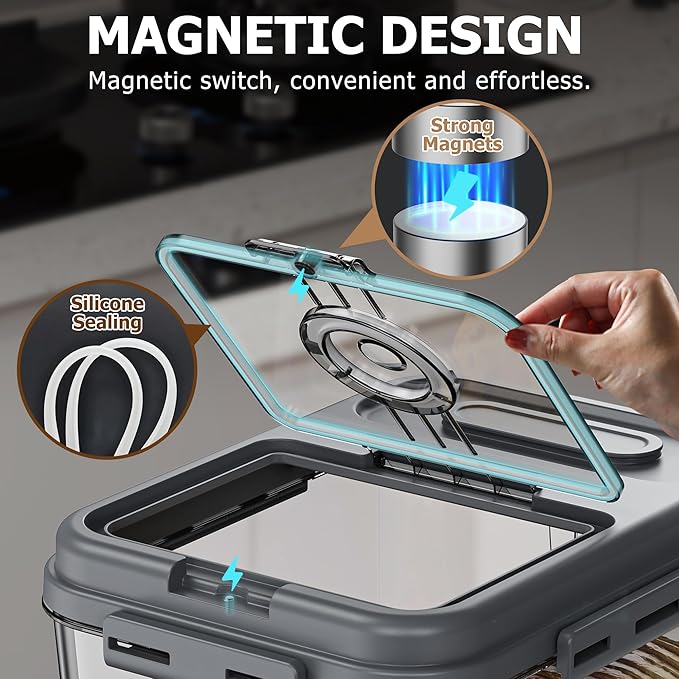 Bread Box For Kitchen Countertop, Airtight Bread Storage Container, Bread Container For Homemade Breads, Cookies, And Cake, Grey Bread Keeper