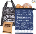 Bread Bag, 2 Packs Reusable Sourdough Storage Bag With Zipper for Homemade Loaf- Large Freezer Container Bread Box to Keep Bread Fresh (Black, L)