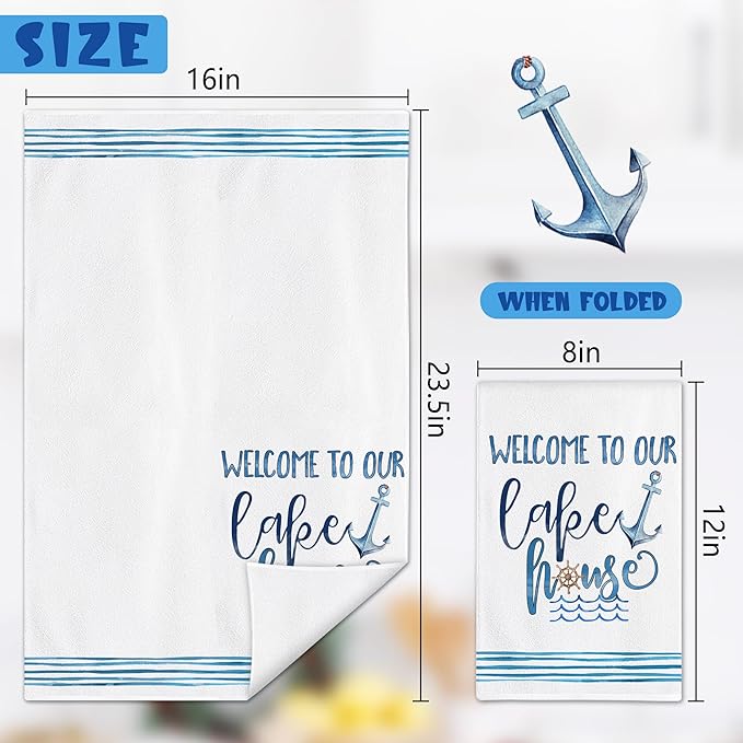 pinata Lake House Decor for The Home, Lake Life Decor, Lake House Gifts, Life is Better at The Lake, Decorative Kitchen Towels, Hand Towels, Tea Towels, Housewarming Gift for New Home