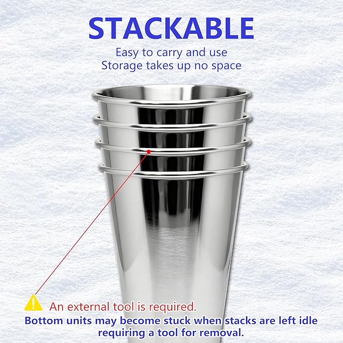 20oz 60PCS Stainless Steel Pint Cup,Pint Tumbler,Reusable metal Cups,Stainless Steel Water Tumbler,BPA Free,Stackble,Durable,Unbreakable Metal Drinking Glasses for Bar,Banquet Mugs (60, 20OZ)