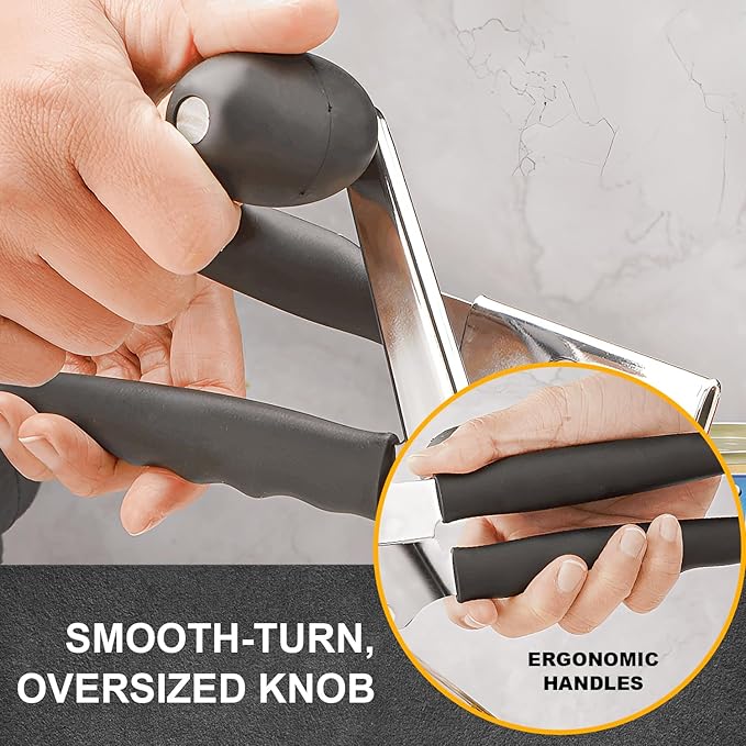 SHIKORI Commercial Can Opener, Manual Heavy Duty with Comfortable Extra-long Handles, Oversized Knob, Large Handheld Can Opener Easy for Big Cans-Magnetic