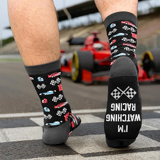 VICRAZY Racing Car, Sport Car Socks for Men, Women - Formula 1 Gifts, Racing Socks, Stocking Stuffers for Men, Women