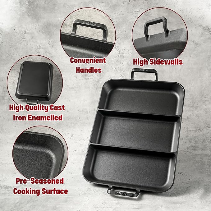 onlyfire Pre-Seasoned Cast Iron Skillet, 16 Inch Griddle Pan Frying Pan with Nonstick Perforated Grill Surface and Dual Handles, Cast Iron Grill Pan for Grills, Oven and All Stovetops