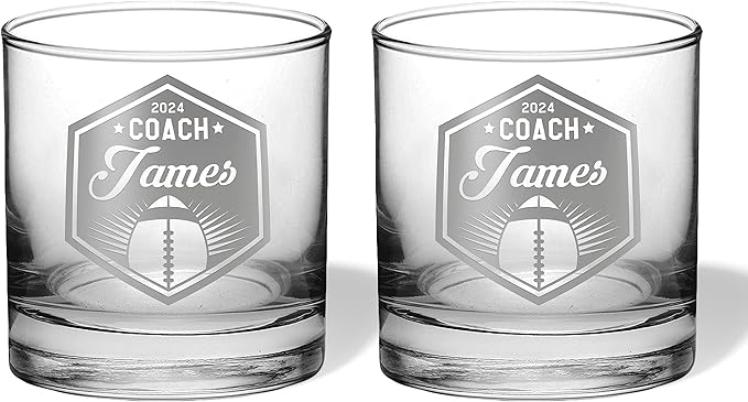 Football Coach Beer Glasses - Football Coach Gifts Personalized Coach Pint Glass Engraved Coach Award Football Beer Glass End of Season Gifts Coach (Football, Dbl Whiskey Gift Box)