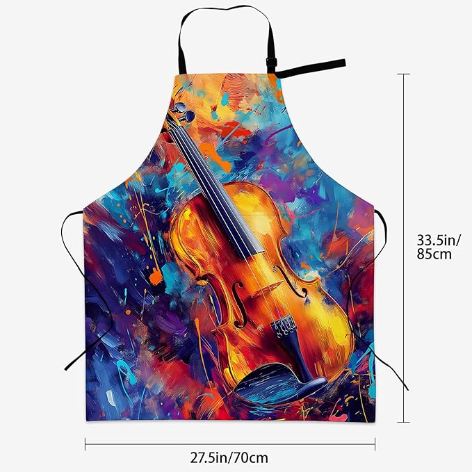 Colorful Pug Apron for Women Men 28x33in, Kitchen Chef Aprons with 2 Pockets, Polyester, Pug Dog Apron