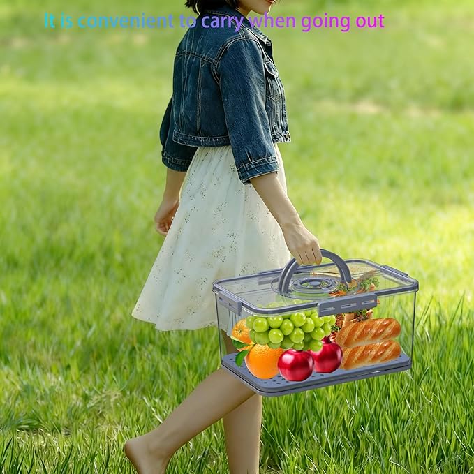 Bread Box with Lid and Handle,New Upgrade Time Recording Bread Storage Container for Kitchen Counter Airtight,Portable Large Bread Boxes for Homemade Breads, Toast, Bagel, Donut and Cookies(Grey)