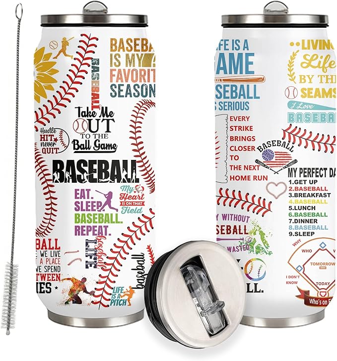 Baseball Tumbler Cup 17oz Stainless Steel Insulated Travel Mug Tumblers Cup Baseball Gift for Women Men Mom Gifts for Birthday Christmas