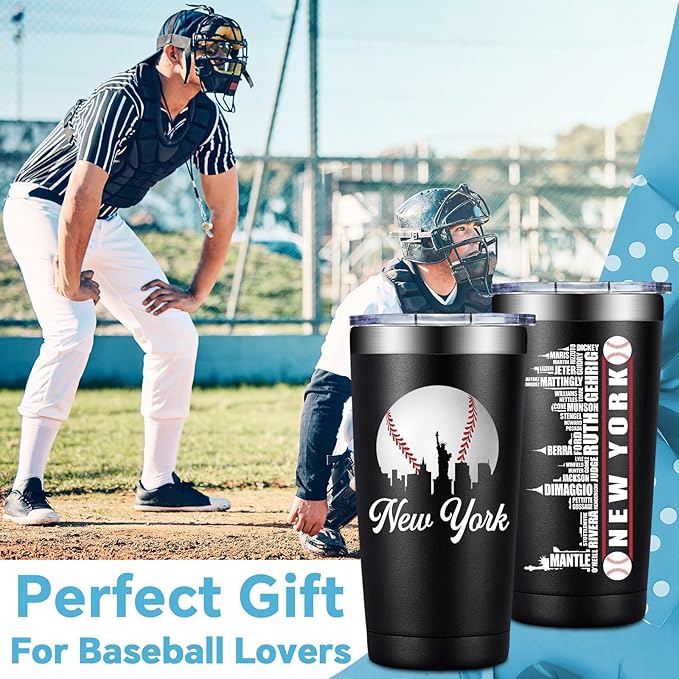 BIRGILT Legends New York Baseball City Skyline Gifts - Baseball Gifts for Men, Christmas, Father's Day, Birthday Gifts for Fans - Tumbler Cup 20oz