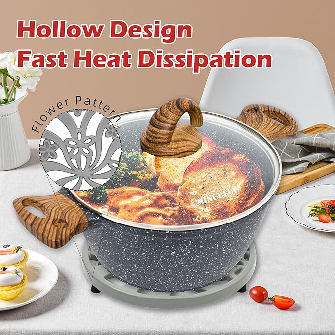 Vintage Cast Iron Trivet, Heat-Resistant Metal Trivet for Hot Dishes Pots Pans with Daffodil Pattern for Tabletop Protection, Grey