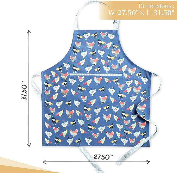 Maison d' Hermine 100% Cotton Apron for women with Pocket Kitchen Chef Apron for Men Cooking Gardening Server Waitress
