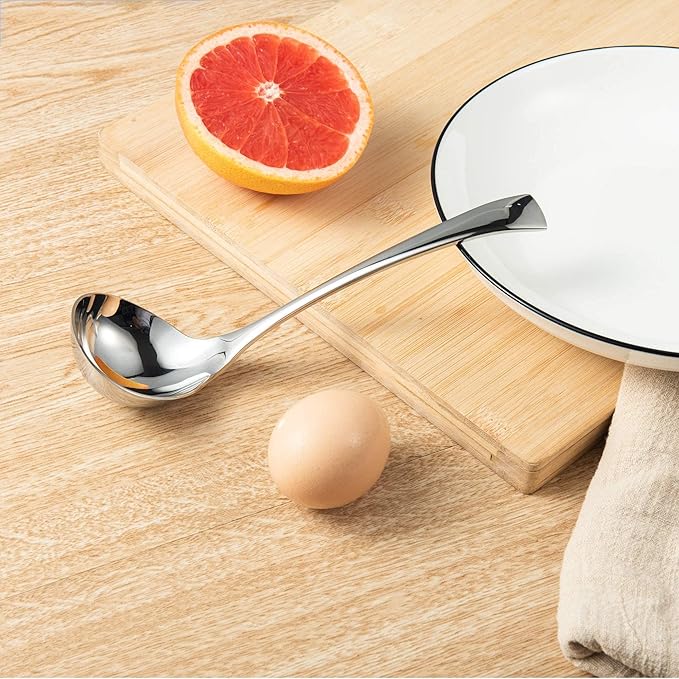 IMEEA Gravy Spoon Mini Gravy Ladle Drizzle Spoon 18/10 Stainless Steel Small Ladle for Sauce Serving, Set of 2