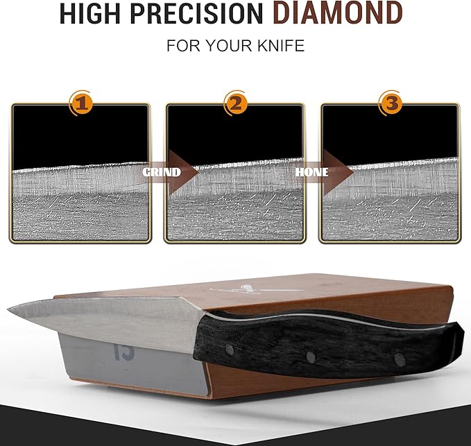 YOHO Rolling Knife Sharpener Kit, Upgraded Knife Sharpeners Industry Diamond Knife Sharpening Kit Tool Kitchen Knife Sharpener with 15 and 20 Degree Magnetic Angle Base for Kitchen Knives - Gifts