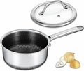 Hybrid Nonstick 1.5 QT Saucepan with Lid, Stainless Steel Honeycomb Pot,Compatible with All Cooktops,Dishwasher and Oven Safe