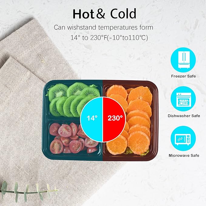 LOKATSE HOME 96 PCS Multiple-grids Combination Meal Prep Food Storage Containers with Lids Reusable Lunch Bento Boxes, BPA Free, Stackable, Microwave/Dishwasher/Freezer Safe