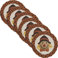 Park Designs Scarecrow Printed Trivet Set of 6 | 8" x 8” Round Braided Cotton Heat Resistant Hot Pads | Rustic Farmhouse Fall Dining Decor | Woven Tabletop Protectors for Pots, Pans & Thanksgiving