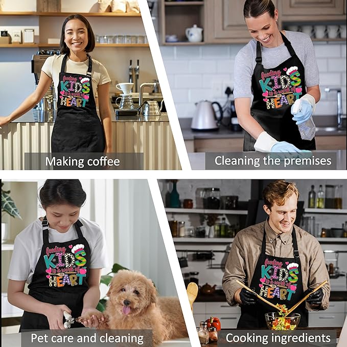 Funny Cafeteria Crew Aprons with Pockets, Cafeteria Worker Staff Appreciation Gifts