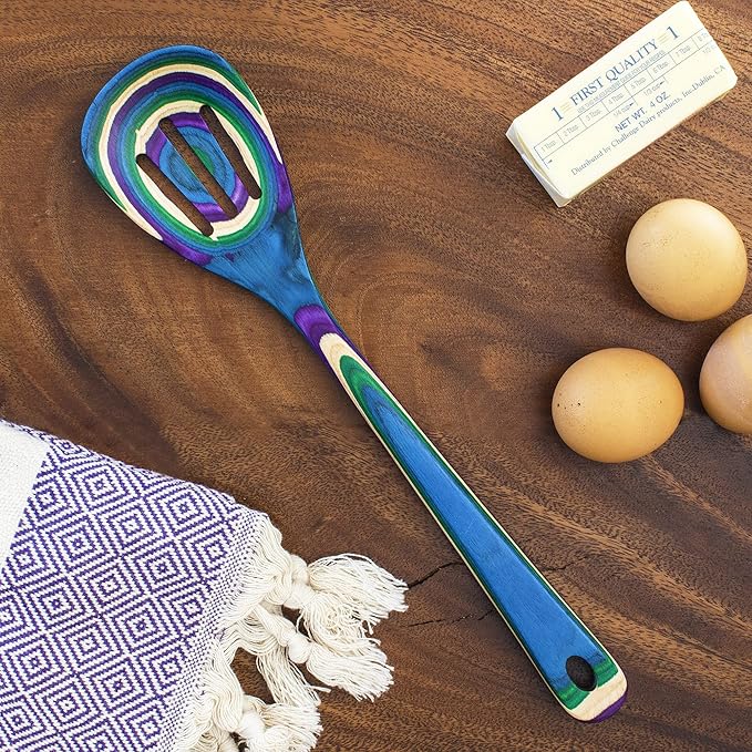 Totally Bamboo Baltique Mumbai Collection 12-1/2" Wooden Cooking Spoon, Safe for Nonstick