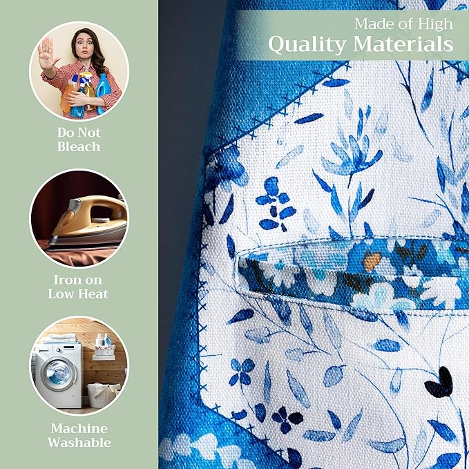 Maison d' Hermine 100% Cotton Apron for women with Pocket Kitchen Chef Apron for Men Cooking Gardening Server Waitress