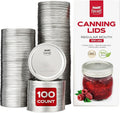 FORJARS - Canning Lids Regular Mouth, 100-Pack – Create Airtight Seals on Mason Jars to Preserve Food for Meal Prep & Food Storage – 2.7 In. Steel Lids with Silicone Seals – Canning Supplies