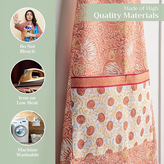 Maison d' Hermine 100% Cotton Apron for women with Pocket Kitchen Chef Apron for Men Cooking Gardening Server Waitress