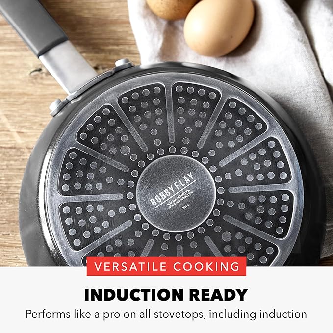 GreenPan x Bobby Flay 12" Nonstick Frying Pan Skillet, PFAS-Free Diamond Ceramic, Induction Suitable, Stay-Cool Silicone Handle, Easy Clean Dishwasher & Oven Safe, Egg & Omelet Pan, Graphite