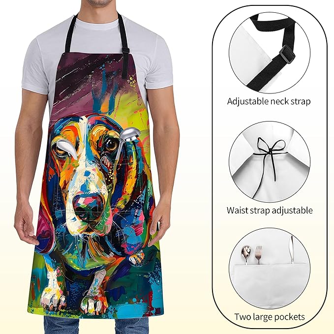 Fun Space Adventure Apron for Women with Rocket and Planet,28x33in