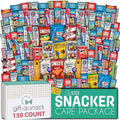 Gift A Snack - Holiday Christmas Stocking Stuffers, Snack Box Variety Pack Care Package + Greeting Card (150 Count) Xmas Birthday Sweet Treats Gift Basket, Candies Chips Crackers Bars