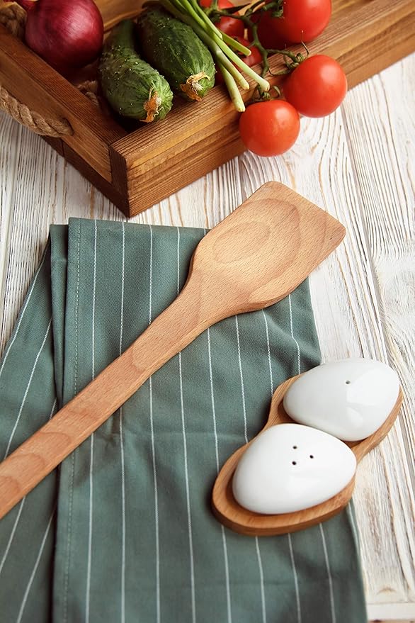18" Long Wooden Paddle and 14" Large Wooden Spoon Bundle. Heavy Duty Wooden Spoons For Cooking In Big Pots - Brewing, Canning, Crawfish Boil, Stirring & Mixing.