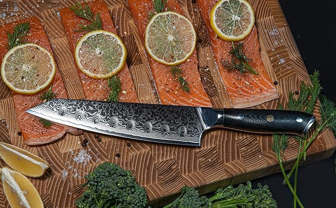 Oxford CHEF Kiritsuke Chef's Knife 8 Inch Damascus Japanese VG10 Super Steel 67 Layer High Carbon Stainless Steel