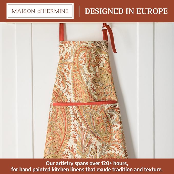 Maison d' Hermine 100% Cotton Apron for women with Pocket Kitchen Chef Apron for Men Cooking Gardening Server Waitress