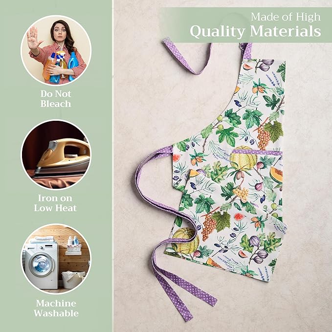 Maison d' Hermine 100% Cotton Apron for women with Pocket Kitchen Chef Apron for Men Cooking Gardening Server Waitress